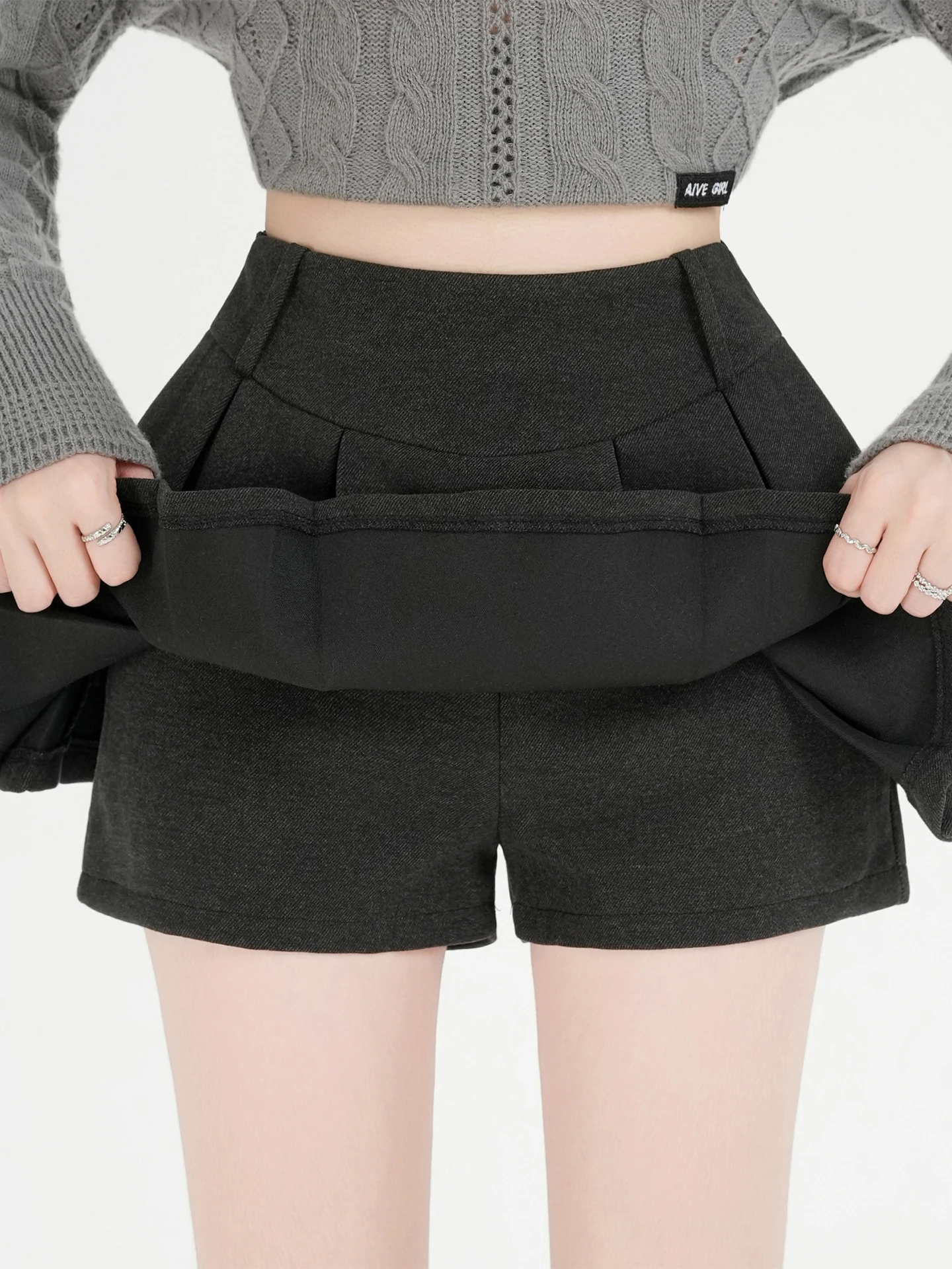 

Юбка-шорты женская с высокой талией в клетку, осенне-зимняя, утягивающая, непрозрачная, А-силуэт, пышная, ультракороткая