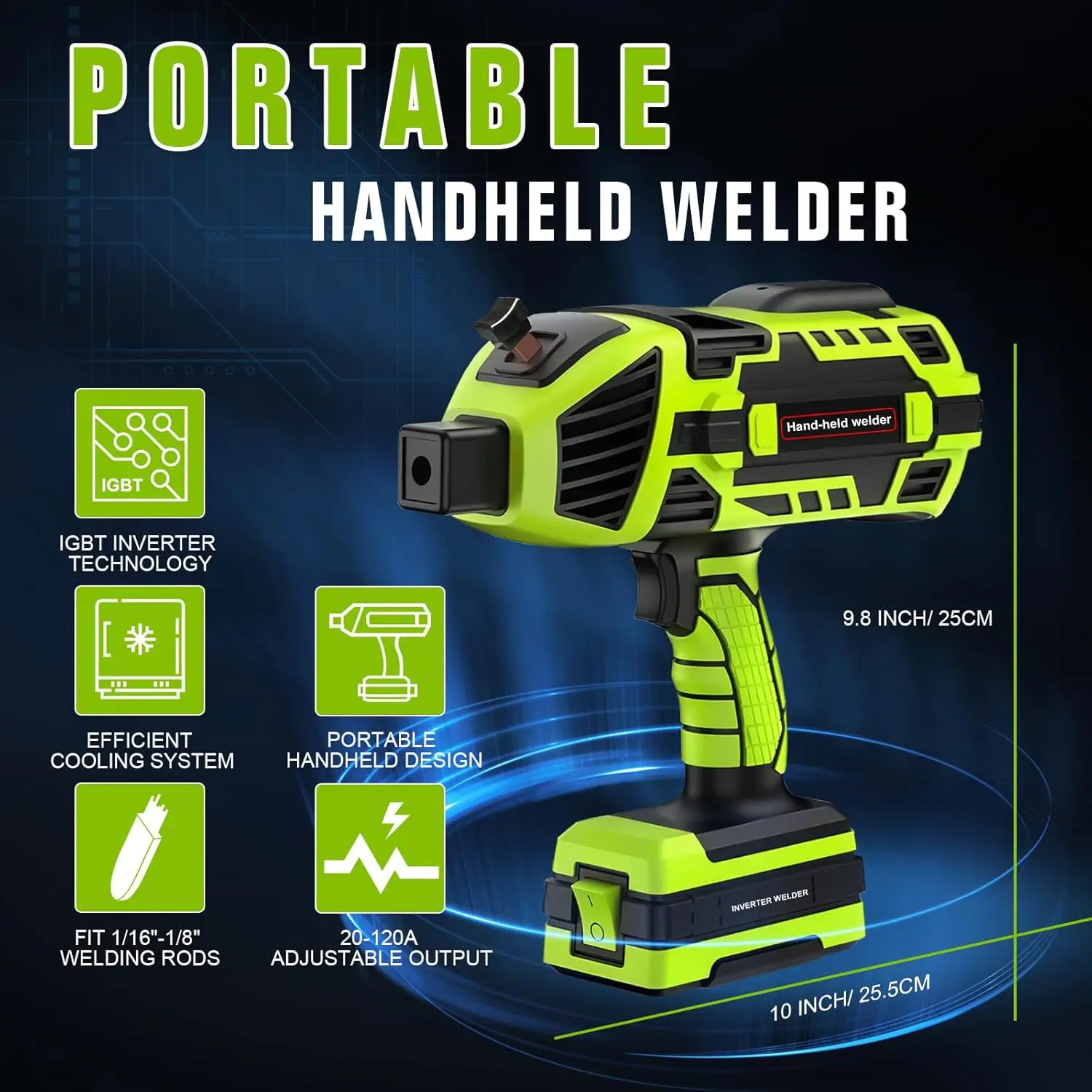 Portable IGBT Inverter Welder, 110V ARC Handheld Machine with 5 Current Settings for 1/16"-1/8" Rods