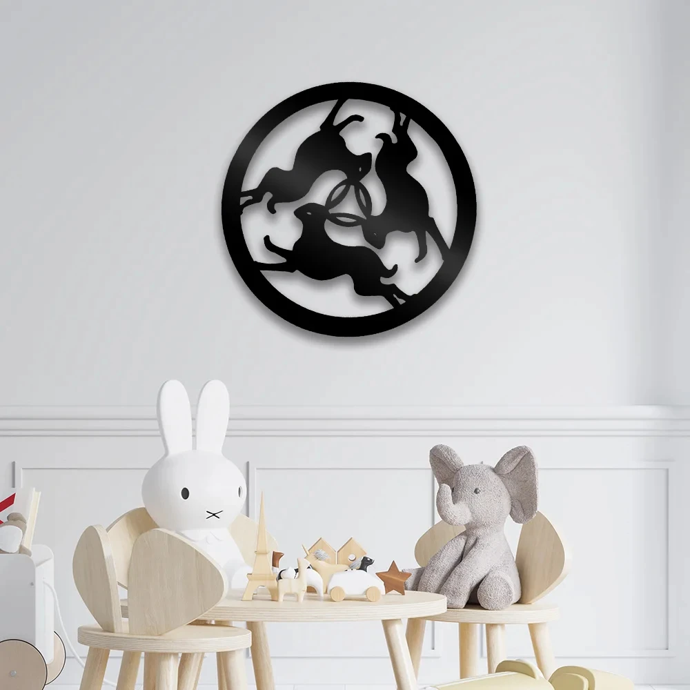 

Three Running Rabbits Wall Stickers Used In Living Room, Bedroom, Office, Cafe, Kitchen, Restaurant Decoration, Bar And Club