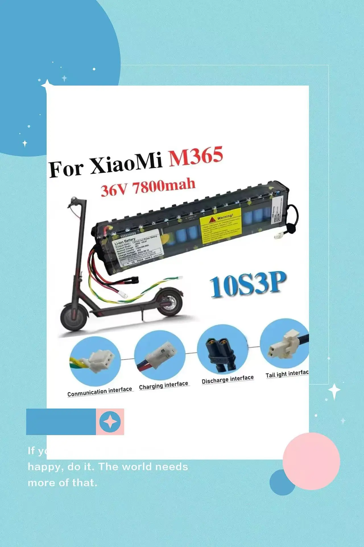 

For Xiaomi M365 Electric Scooter Battery Pack 36V 7800mAh 18650 10S3P Li-ion NE1003-H Cell Communication Interface
