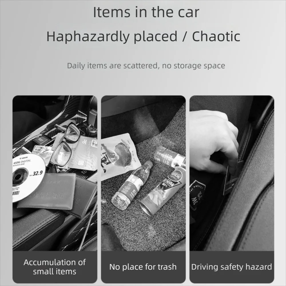 Multi-functional Car Press-down Storage Box Waterproof PU Leather Vehicle Trash Can Space Saving Leak-proof Hanging Storage Bin