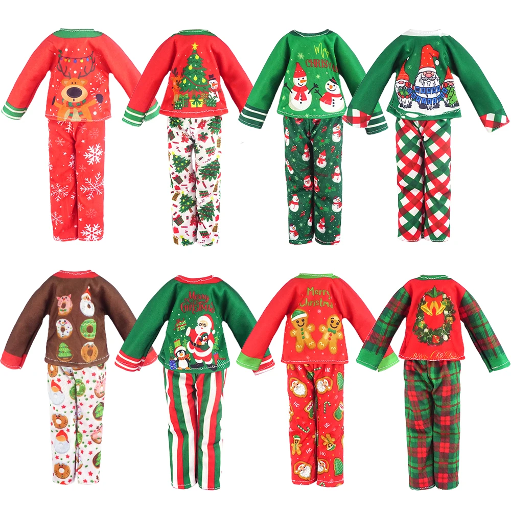 Christmas style pajama set for elf doll 30cm doll clothes