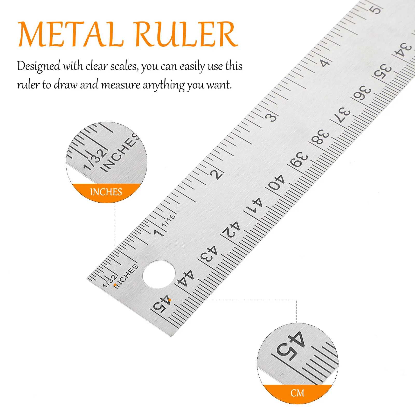 Stainless Steel Cork Back Ruler Smooth Surface School Office Engineering Woodworking Measuring Drawing Straight Edge