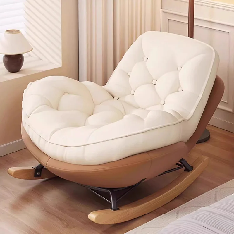 

Nordic Rocking Lounge Chair for Living Room Comfortable Soft Relaxing Chairs with Metal Frame Home Bedroom Sofa Chair Furniture