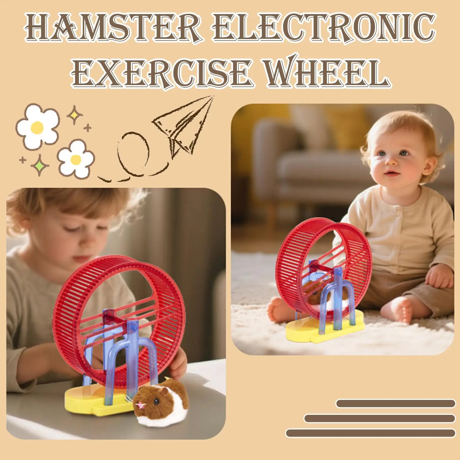 ألعاب تفاعلية ألعاب حيوانات إلكترونية هامستر محاكاة تفاعلية نموذج أرنب قطيفة مع حامل لعبة عجلة تمرين للكلاب