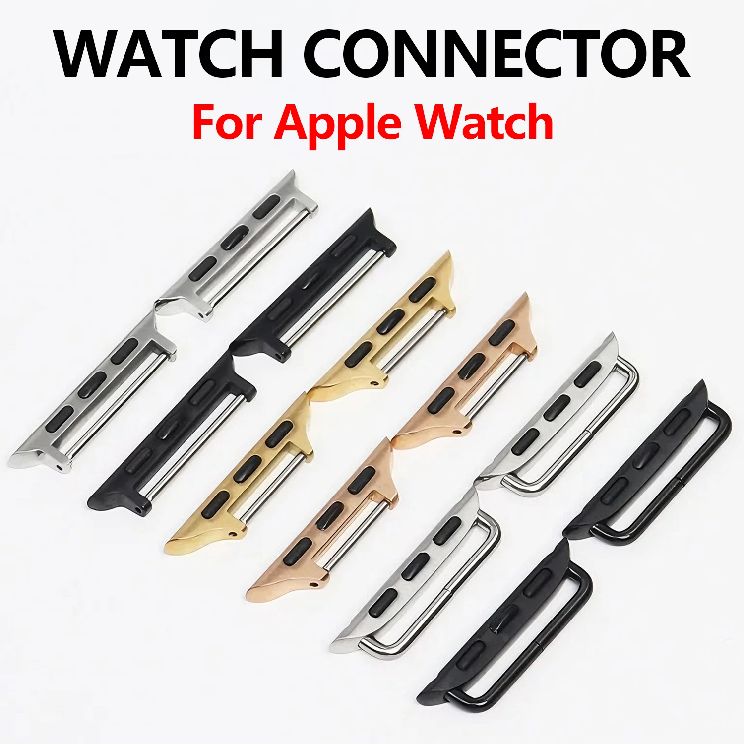 For Apple Watch Ultra/10/9/8】Stainless Steel Strap Connector Adapter Curved Tube 22mm Slim Waist 14mm Band Lug 2 Pairs Stainless