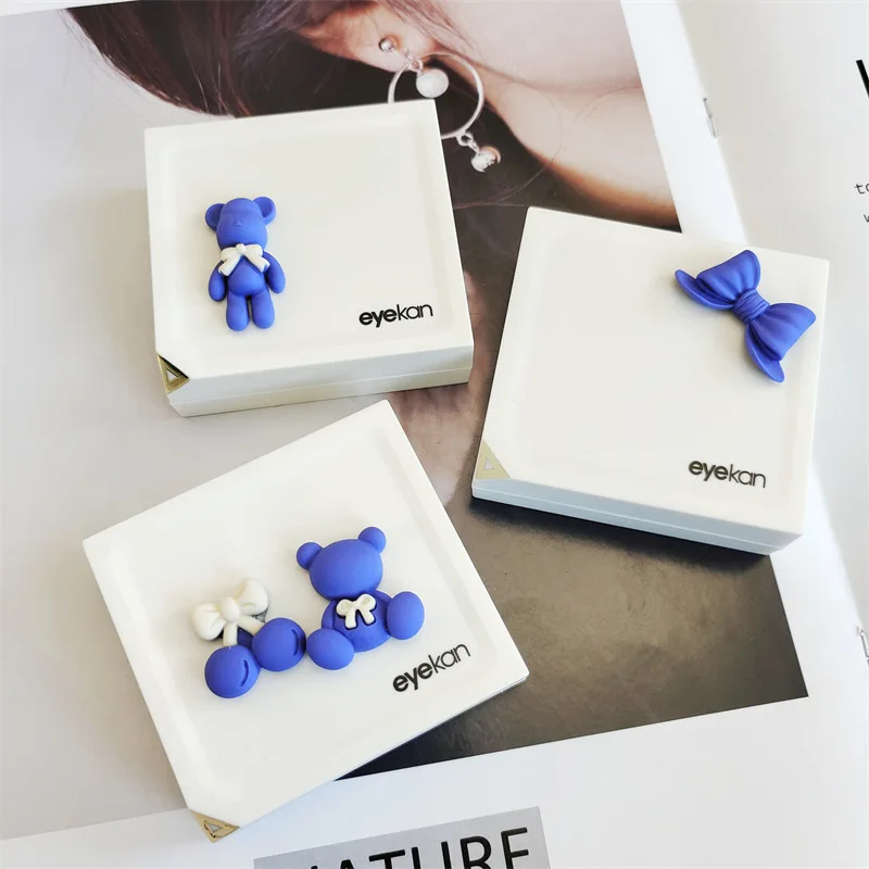 Bear contact lens box for children cute and high-end exquisite and lightweight retro leak proof contact lens case B5