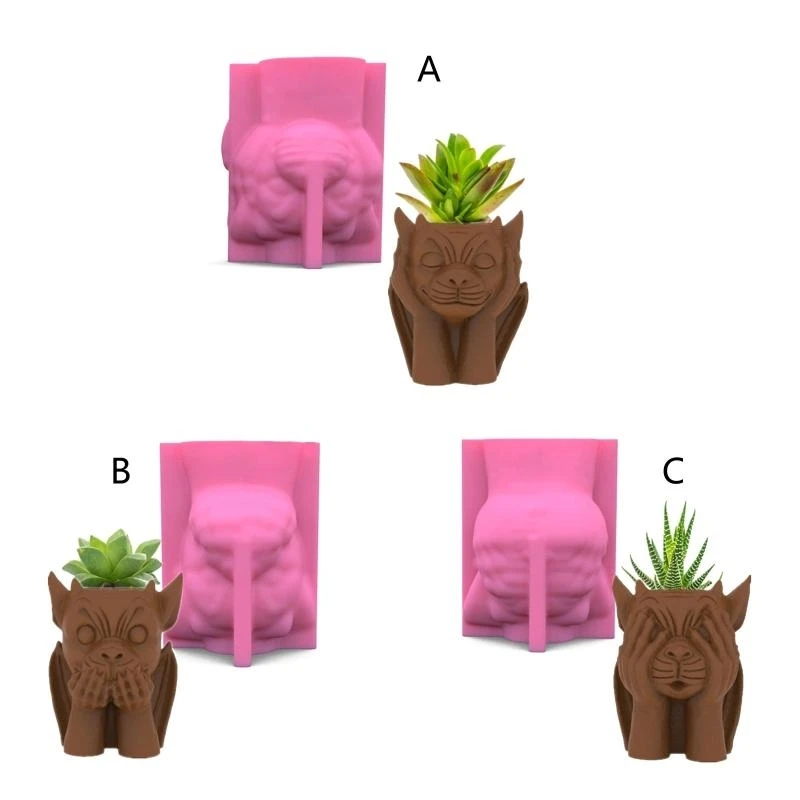 F42F DIY Silicone Geometry Flower Pot Storage Box para plantas suculentas decoração