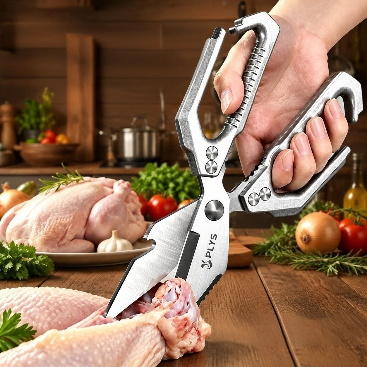 Commercial Kitchen Scissors Stainless Steel Roast Meat Cutters Chicken Bone Clippers Extended Length Food Shears for Home Use
