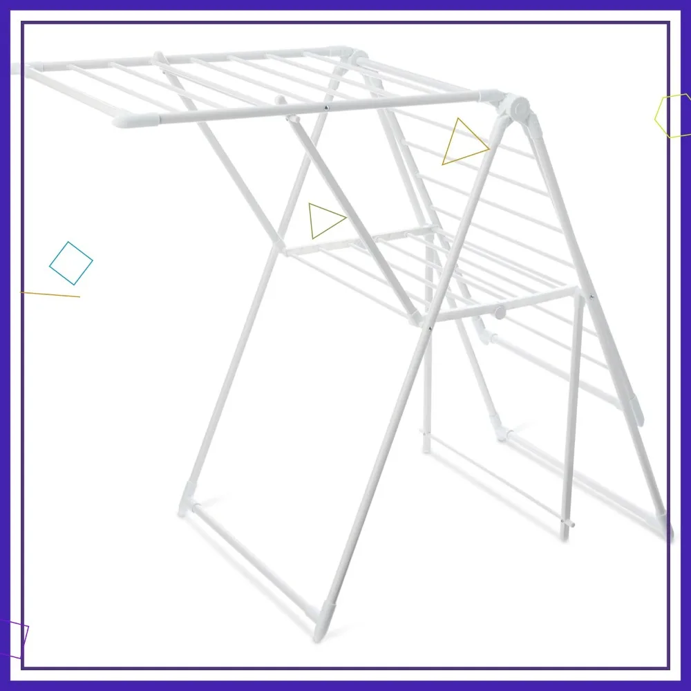 

Складная 2-крылая металлическая сушилка для одежды, 61x23,6x39,3 дюйма, белая - компактное решение для стирки