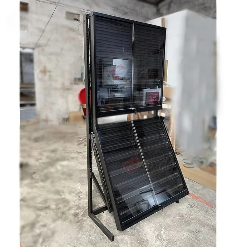 مصنع واضح الاكريليك المعادن بطاقة التداول عرض خزانة تحصيل البيسبول بطاقة رياضية حالة الاكريليك والمعادن عرض الرف #6