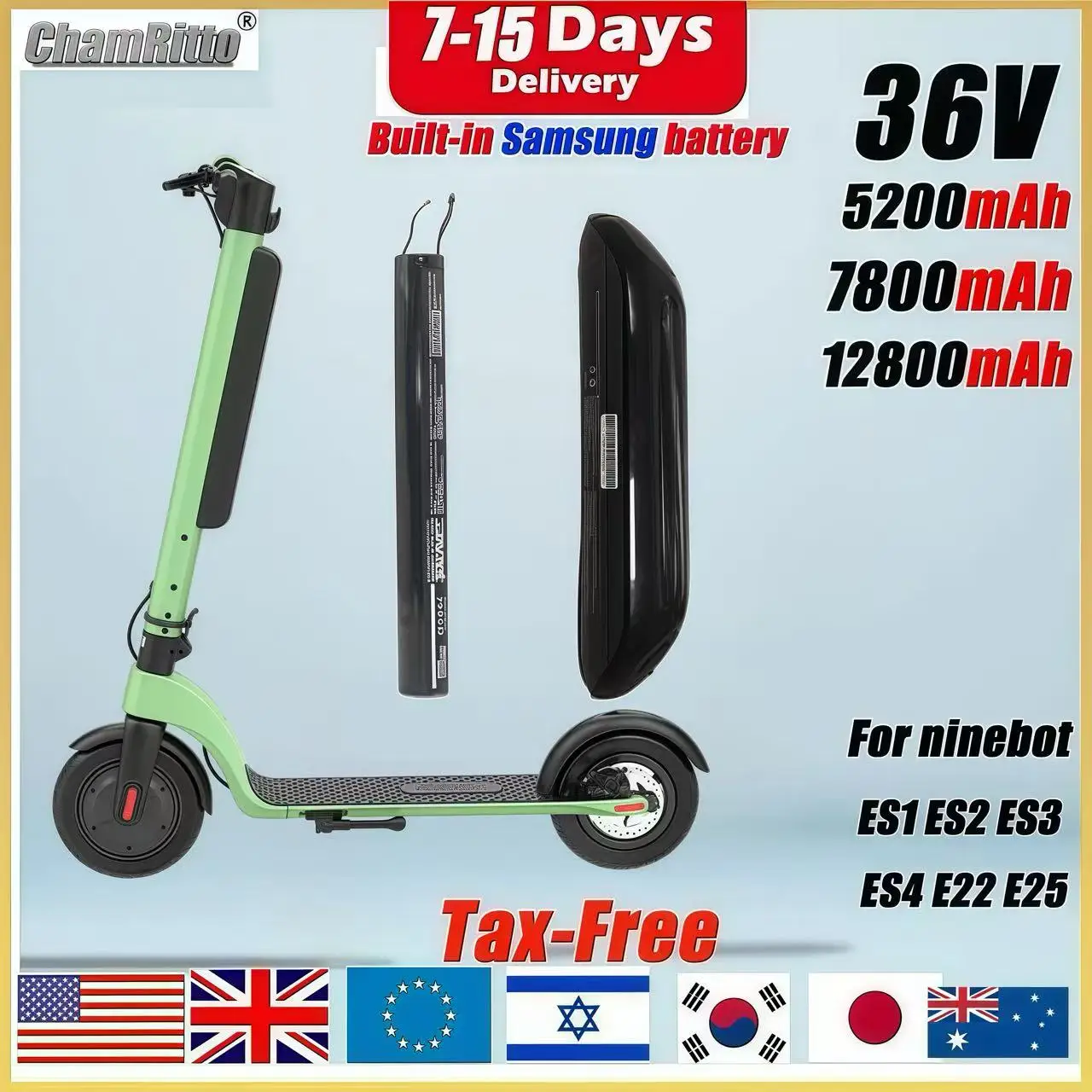 

36VOriginal 5200mAh XiaoMi Scooter Battery ES1 ES2 ES3 ES4 E22 E25 45 7800mah 12800mah Electric Scooter Internal lithium Battery