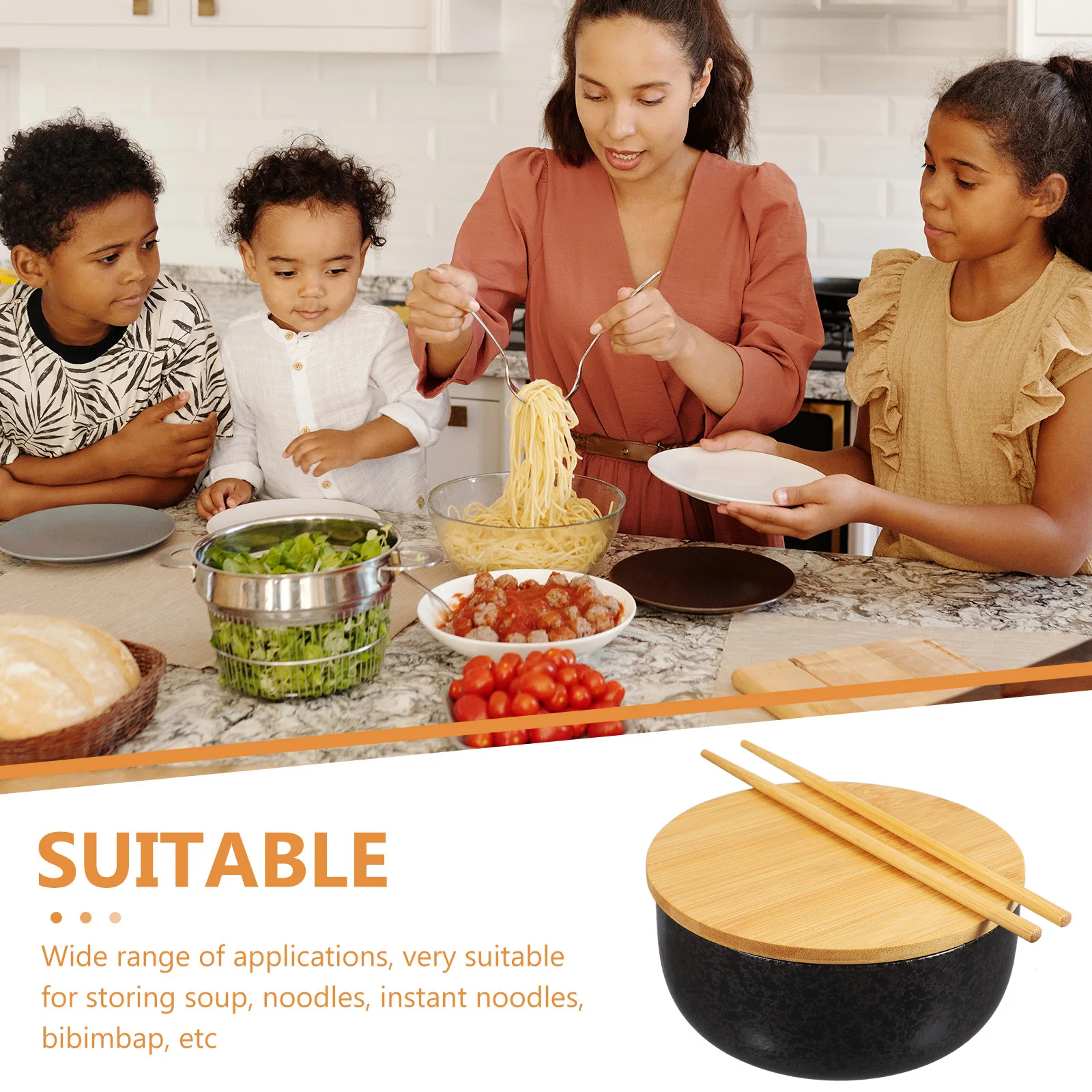 

1Set Ceramic Bowl Set Deep Thickened Soup Noodle Bowl Microwave Safe Dishwasher Safe for Ramen Bibimbap Stew Food Storage