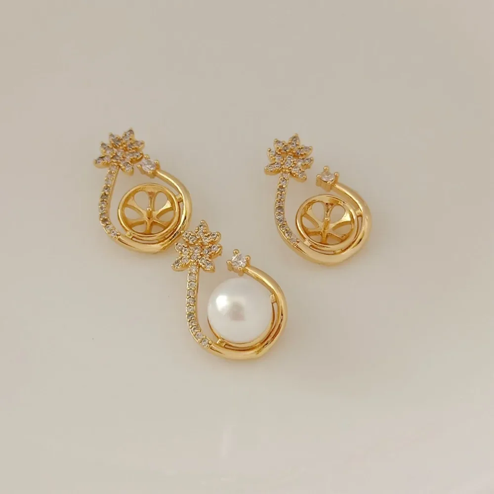 

14K Gold-plated Zircon Leaf-shaped Bead Tray Pendant Bracelet Necklace Pendant DIY Accessory