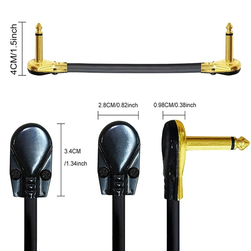 1 Pc Anti-noise Guitar Patch Cable 10-60cm 1/4\