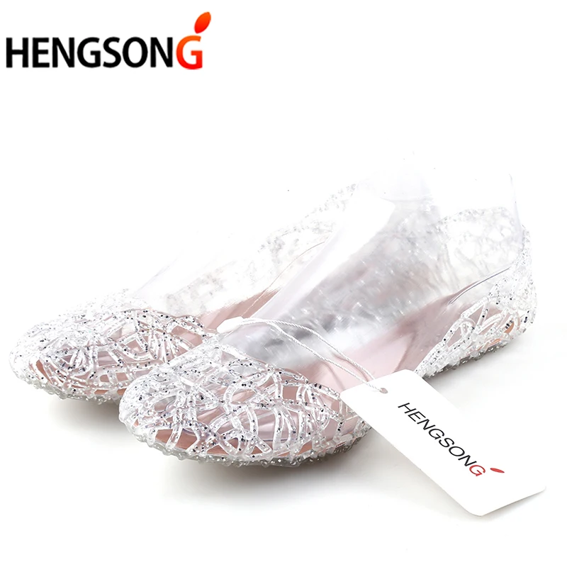 Clear Jelly Shoes Womens Jelly Sandals Summer Plastic Shoes Woman Mesh Flat Hollow Out Girl Sandalias Sapatos