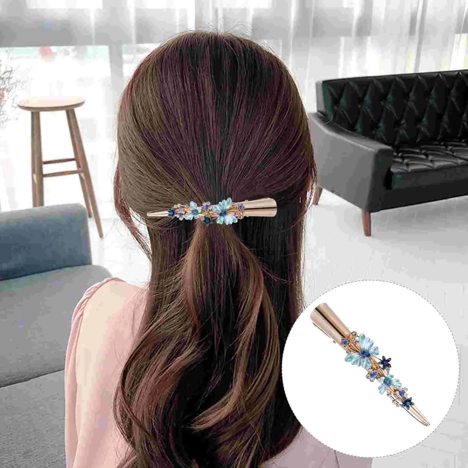 

Large Clip Hairpin Ladies Butterfly Clips Alligator Decor Double Flat Decoration Barrettes Lady Embroidered Miss