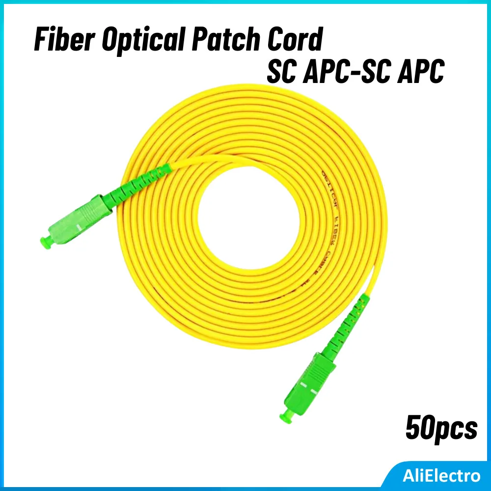 

50pcs 1/2/3/5/10M SC APC-SC APC SM Simplex SX 3.0mm 9/125um SC/APC Fiber Optic Patch Cord Jumper Cable