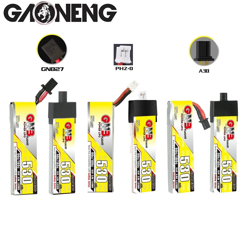 

6PCS GNB 1S 530mAh 3.8V 90C HV Lipo Battery With A30 Plug For Cetus Pro FPV Drone DIY Parts VS BETAFPV BT2.0 450mAh 1S