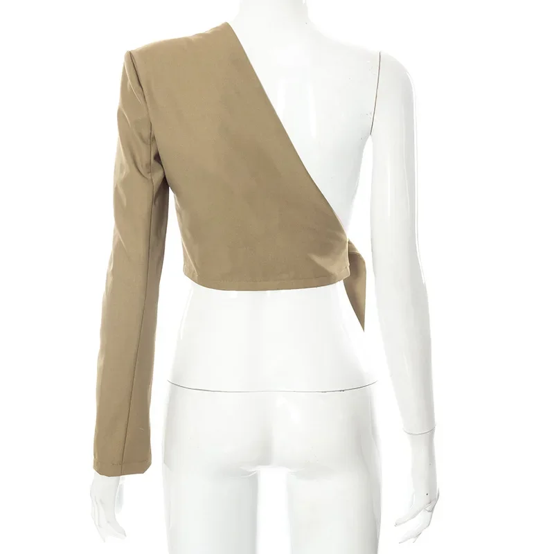 Women's 2024 autumn and winter new solid color casual suit collar adjustment belt single long-sleeved sexy hollow slim top