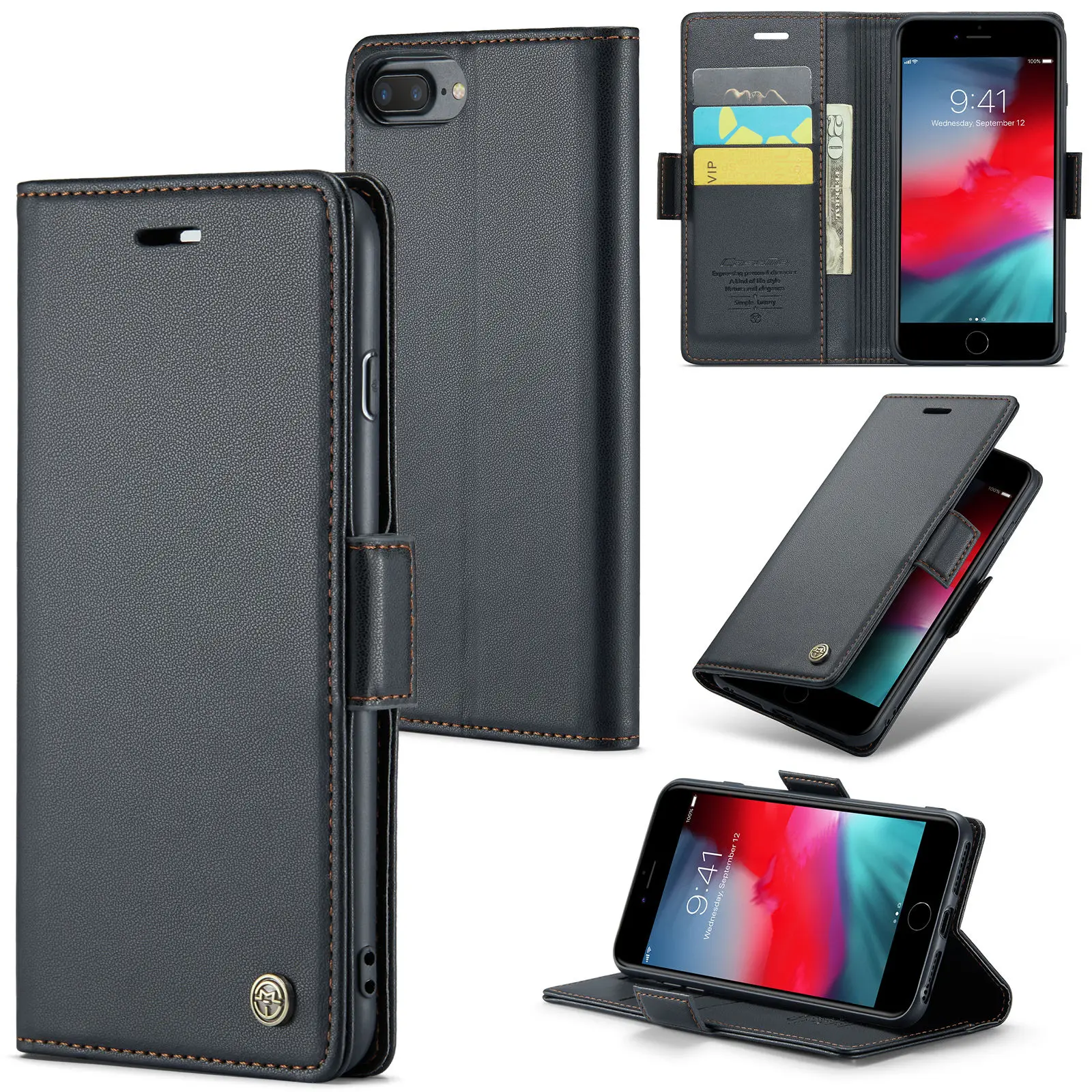 CaseMe Wallet Case for iPhone XS Max XR 8/7/6 Plus SE 2022 Magnetic Credit Card Holder Premium PU Leather Flip Case Cover