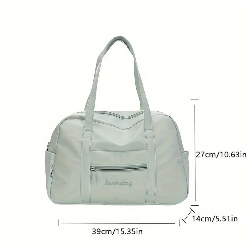 Modische Tragetasche mit niedlichem Schulter-Plüsch-Charm, mehrere seitliche Taschen, Vordertasche mit Reißverschluss, große Kapazität, Handtasche, Reisetasche für Damen – Detail 4