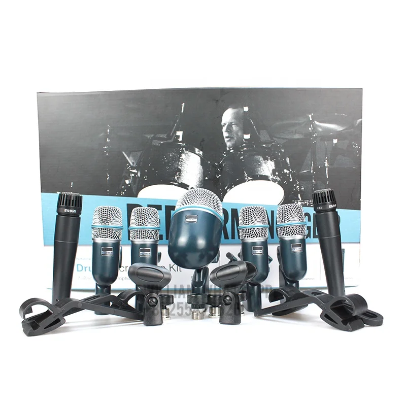 

Top quality 7 Pieces BETA DMK Instrument Drum Microphone Mic Set Kit For Bass Amp Toms Snare Drum drum microphone set