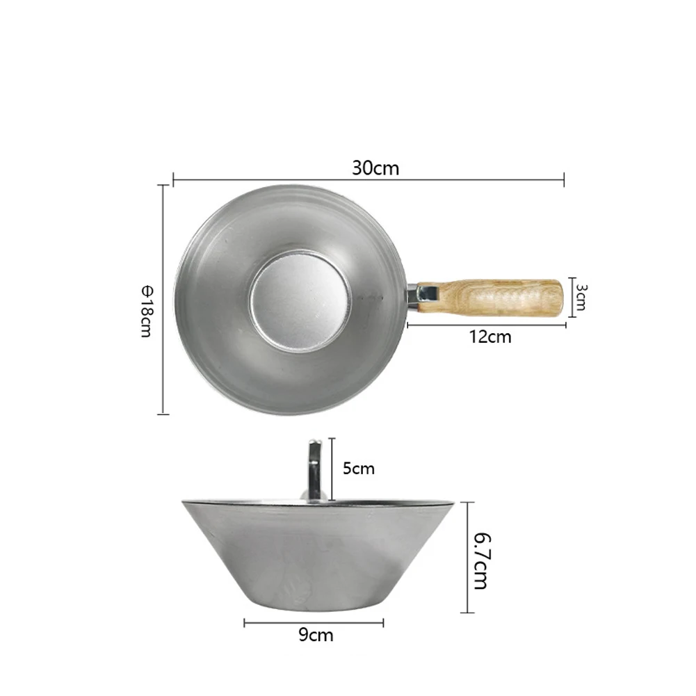 Silver Galvanized Iron Cement Bowl With Wooden Handle For Holding Paint And Building Materials Construction Tool