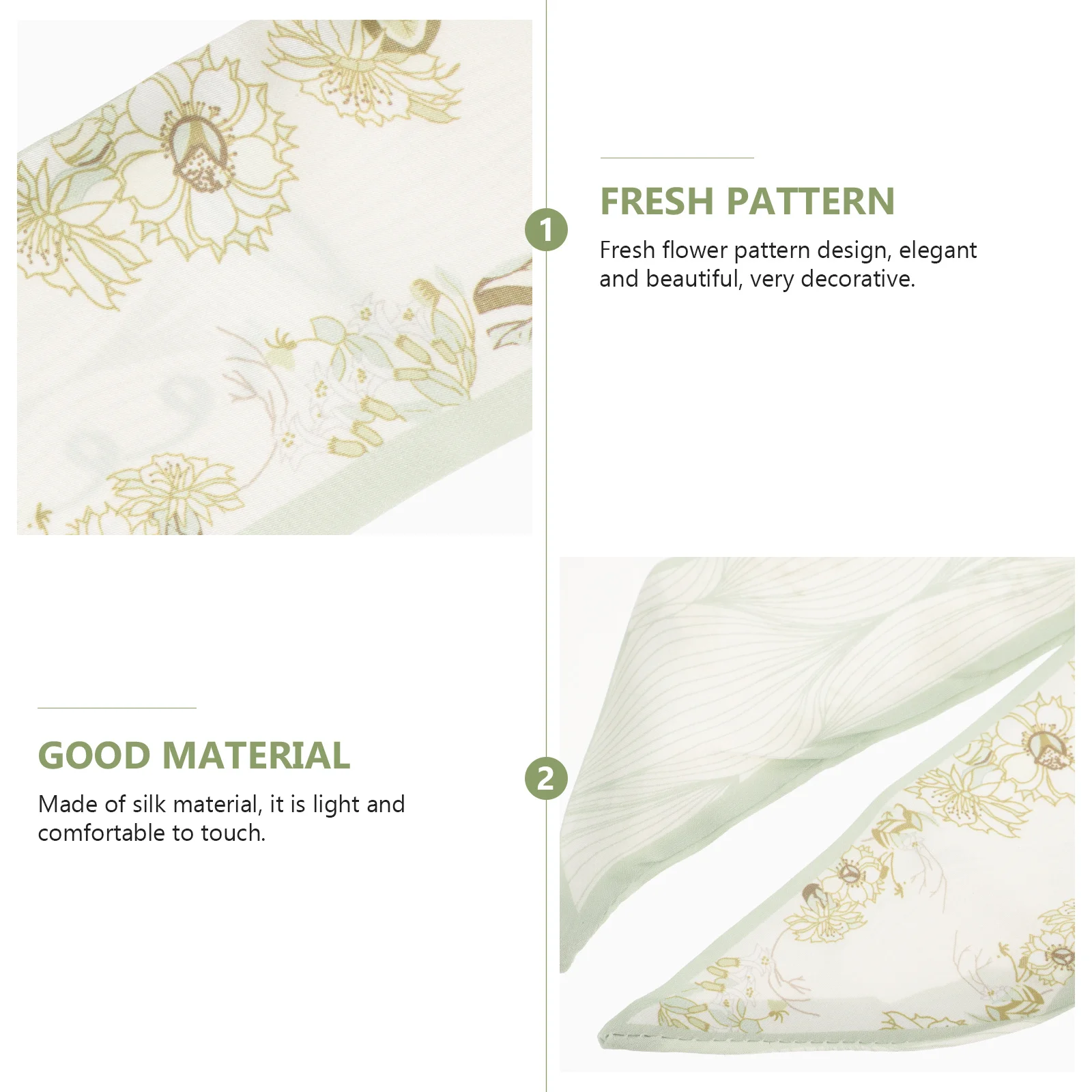 

Flowers Silk Hair Scarf Elegant Neck Wrap Handbag Decor Ribbon Lightweight Styling Tool For Women Hair Ribbons