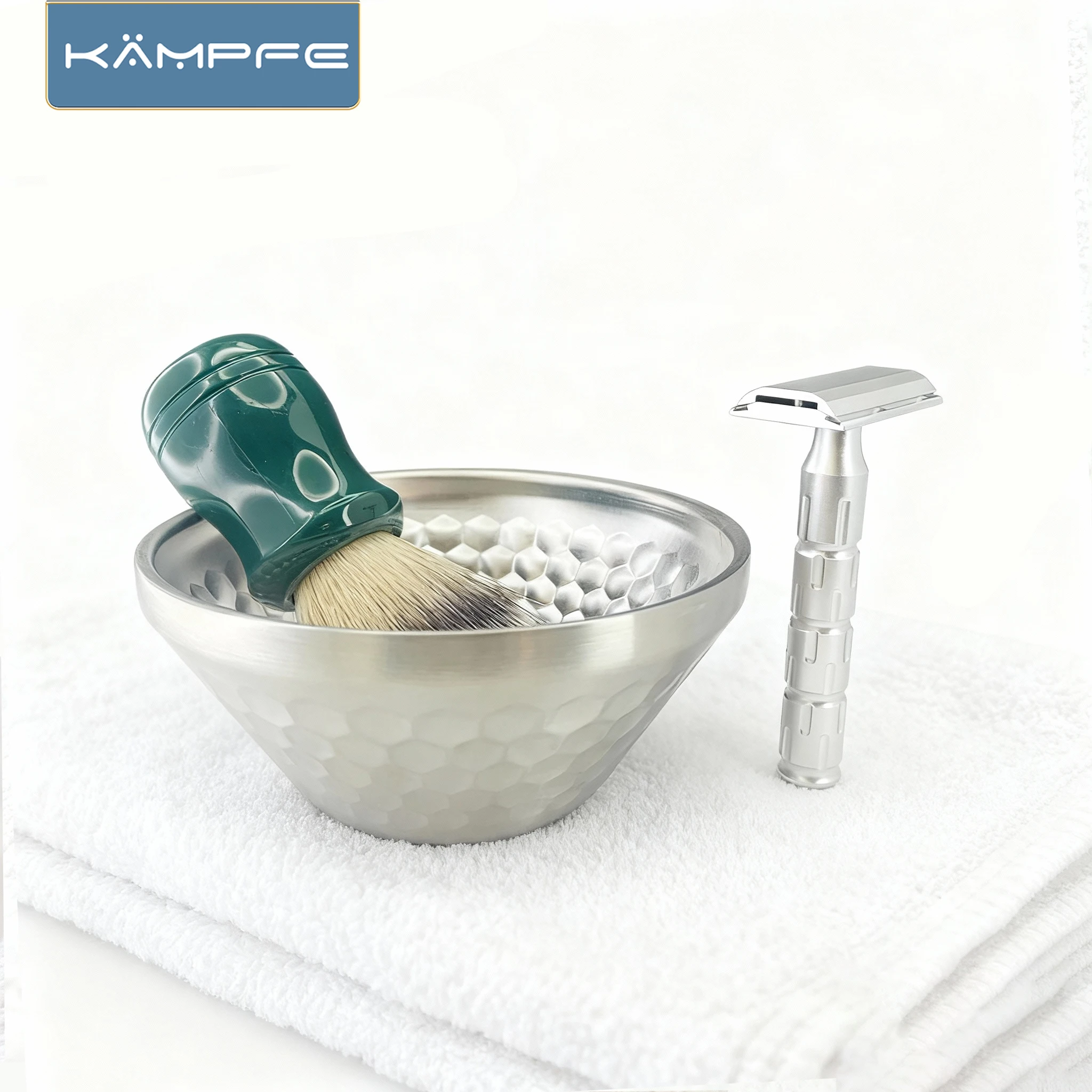 KAMPFE barber shaving bowl Stainless Steel Mens Golden /Silver Shaving Bowl For Cleaning Face  for Home & Travel