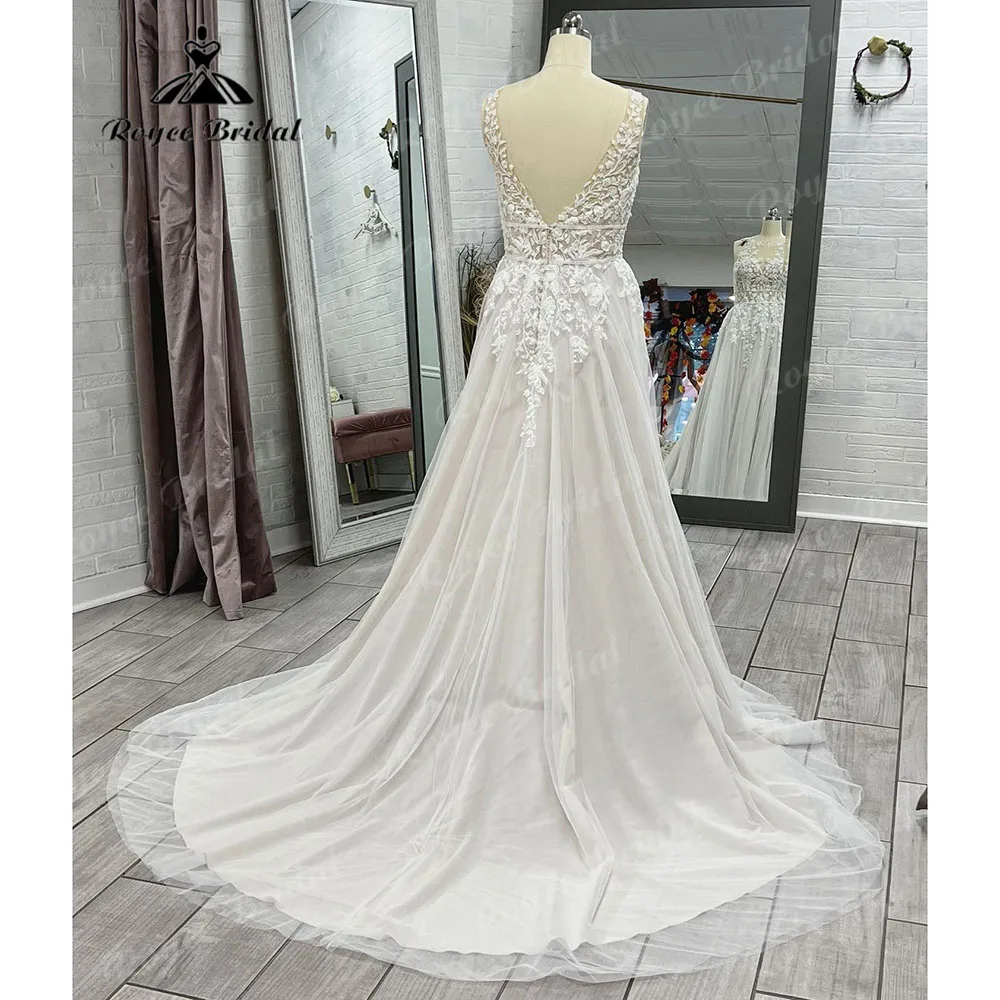 Robe Civil Lace A Line Boho abito da sposa per le donne 2024 abito da sposa Chic senza maniche per la sposa abito da sposa estate elegante