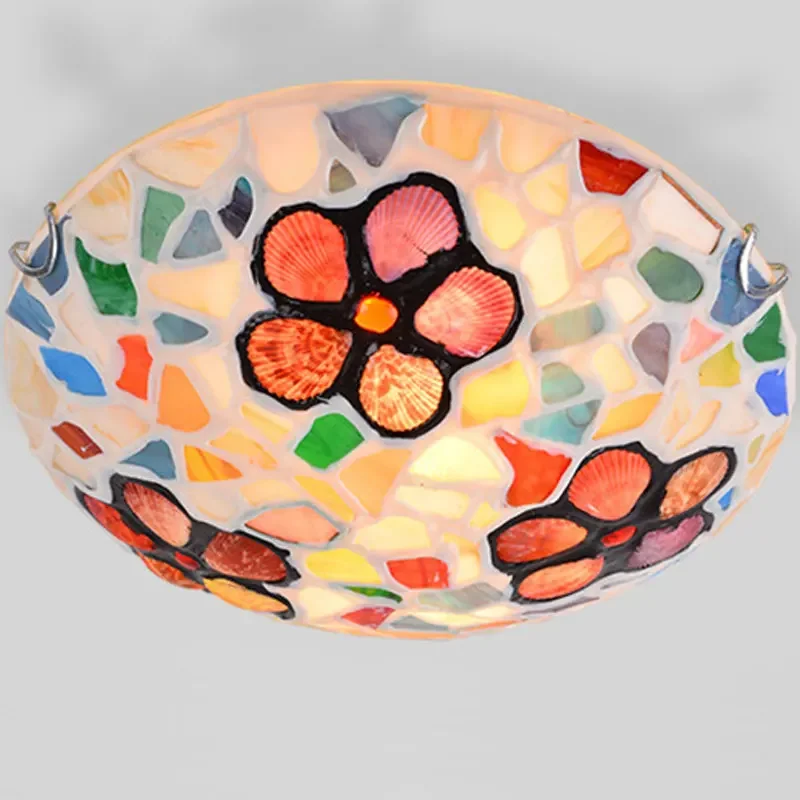 

Mediterranean Ceiling Light Bohemian Glass Home Loft Decor for Living Room Creative Shell Lighting Kitchen Bedroom Lamp Fixtures