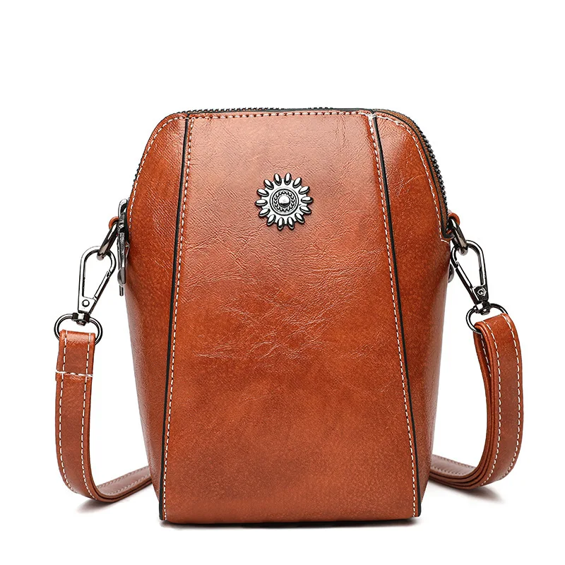 2024 New Soft Leather Mobile Phone Bag for Women's Crossbody Fashionable Vertical Style High-end Sensory Communication Handbag