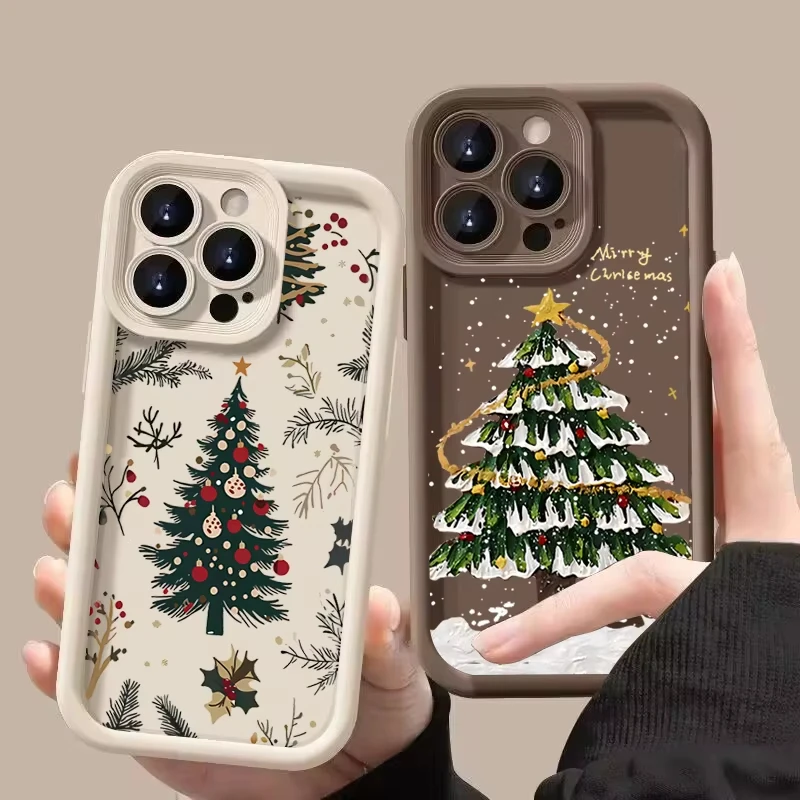 Merry Christmas Tree Phone Case For Samsung Galaxy S26 S25 Ultra S24 S23 FE S22 S21 Plus S20 A56 A55 A54 Silicone Cover