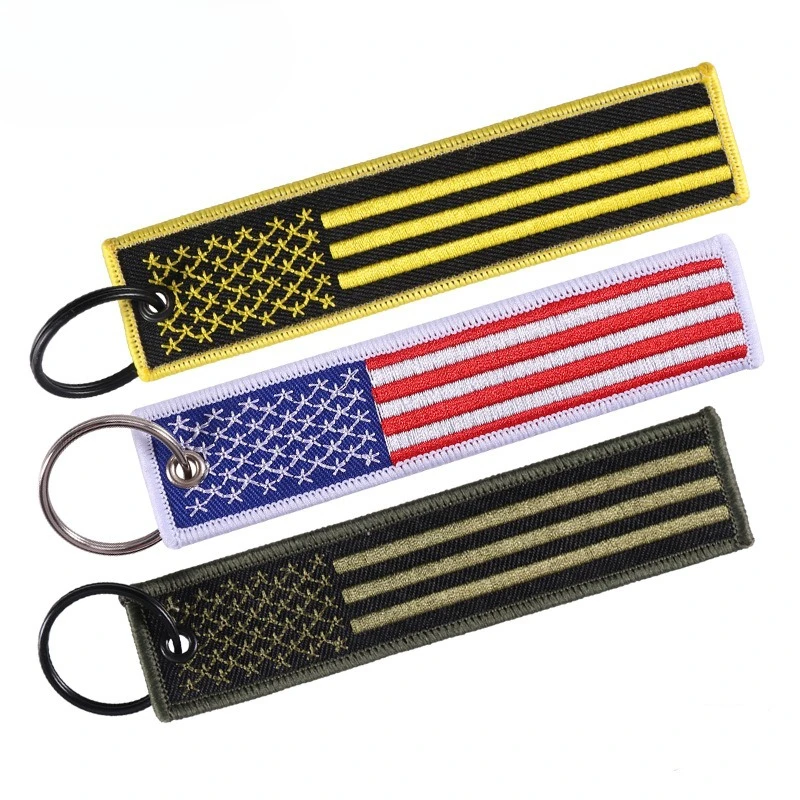 Image of Personalized Fashion Motorcycle Cars Keychain Embroidery American Flag Keyring Aviation Gifts Key Tag Airplane Key Chain