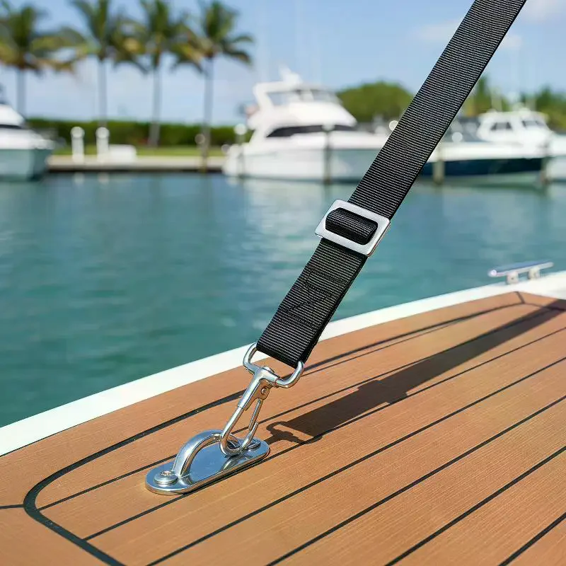 Boat Awning Tie Down Straps Weatherproof Adjustable Marine Webbing Strap with Loop for RV Canopy Securing