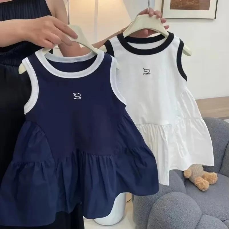 

Baby Girls Kawaii 2025 Summer Dress Toddler Girl A-line Dress 2-8y New Korean Kids Dresses for Girls Cute Casual Tank Dress