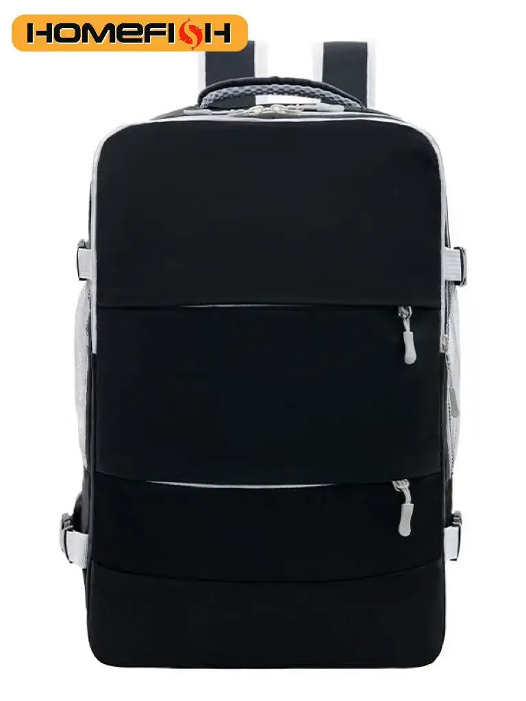 HOMEFISH Casual Anti-Theft Travel Backpack, Waterproof Large Capacity Backpack with USB Charging Port and Luggage Strap