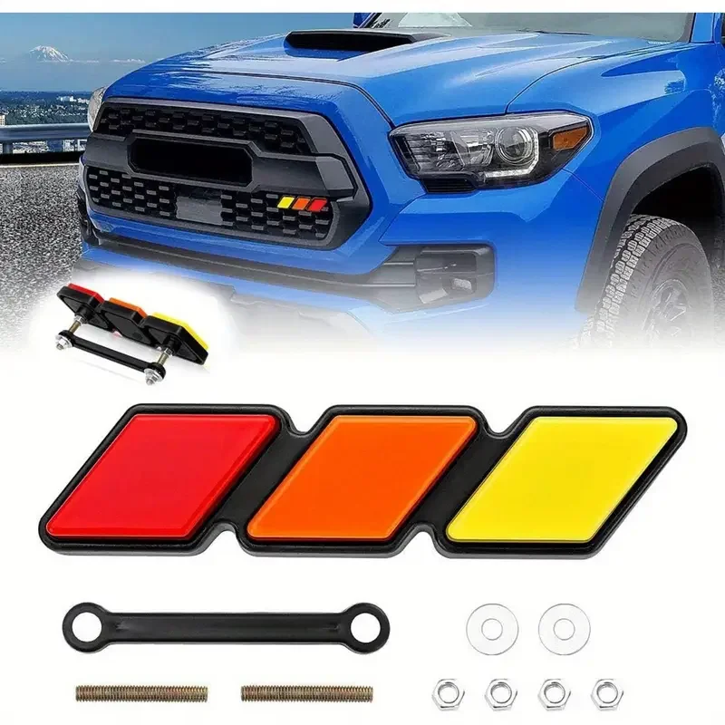 

Tri-Colour Metal Front Grille Badge With Mounting Holes Cover For Tacoma 4Runner Tundra Sequoia Rav4 Highlander Off-Road Vehicle