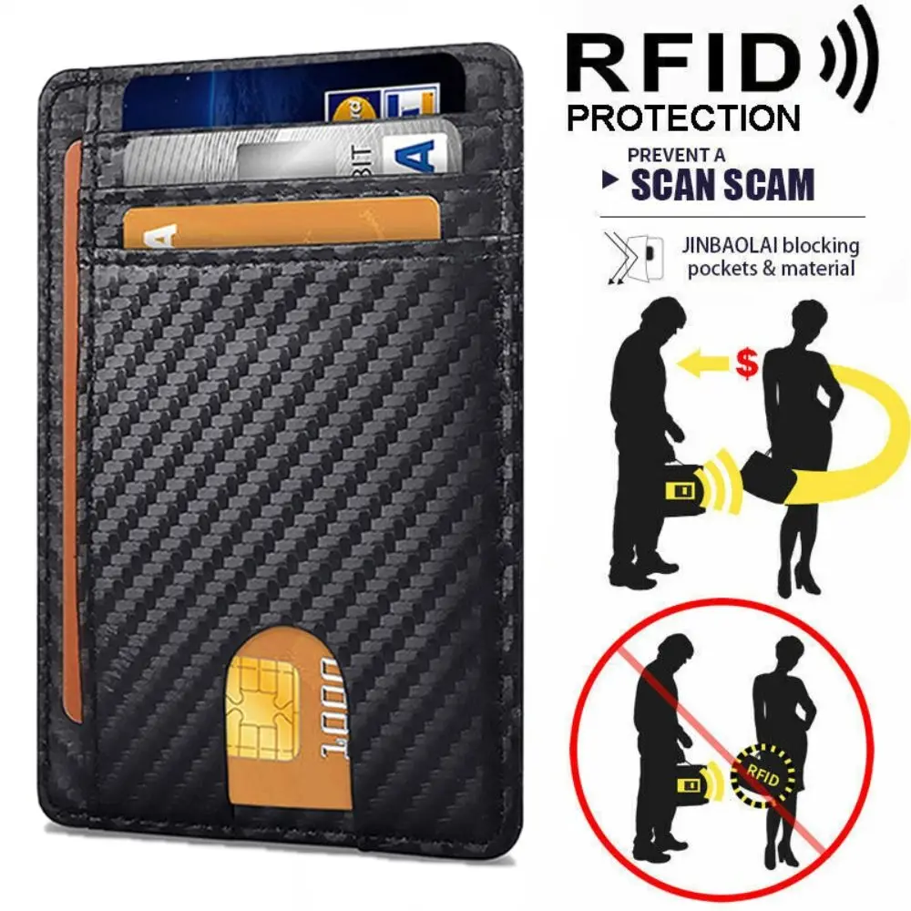 Hot New Mens Minimalist Slim Genuine Leather Wallet Anti-scan RFID Blocking ID Credit Card Holder Front Pocket Thin Small Wallet