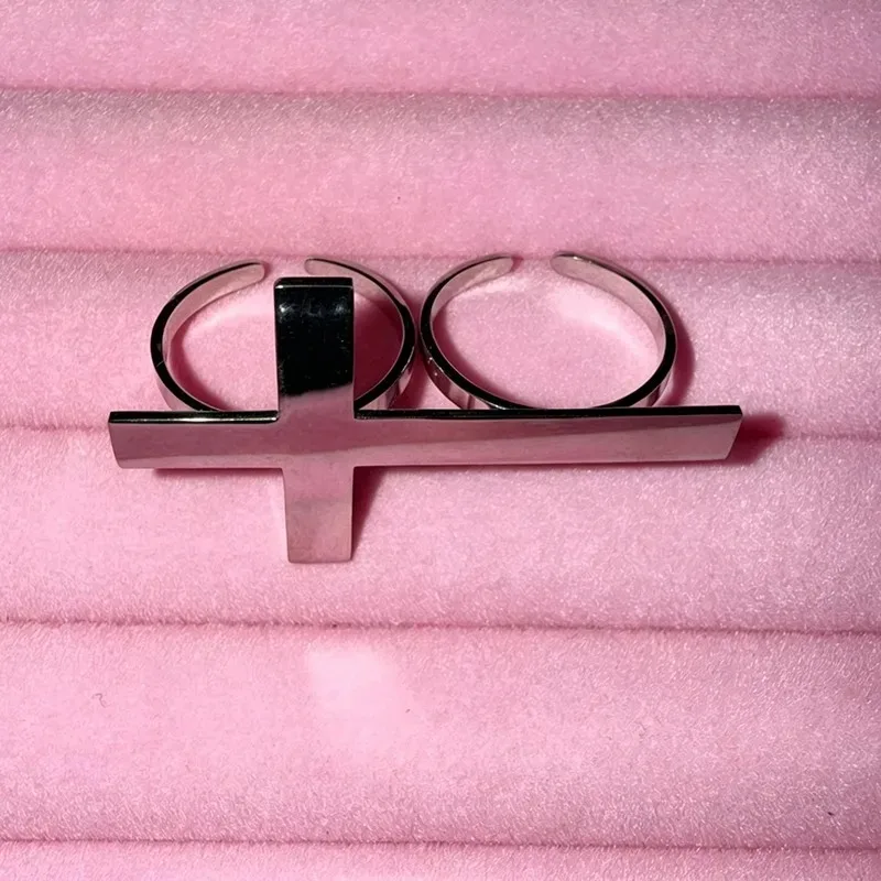 Y2K Retro Big Cross Adjustable Open Ring for Women & Men