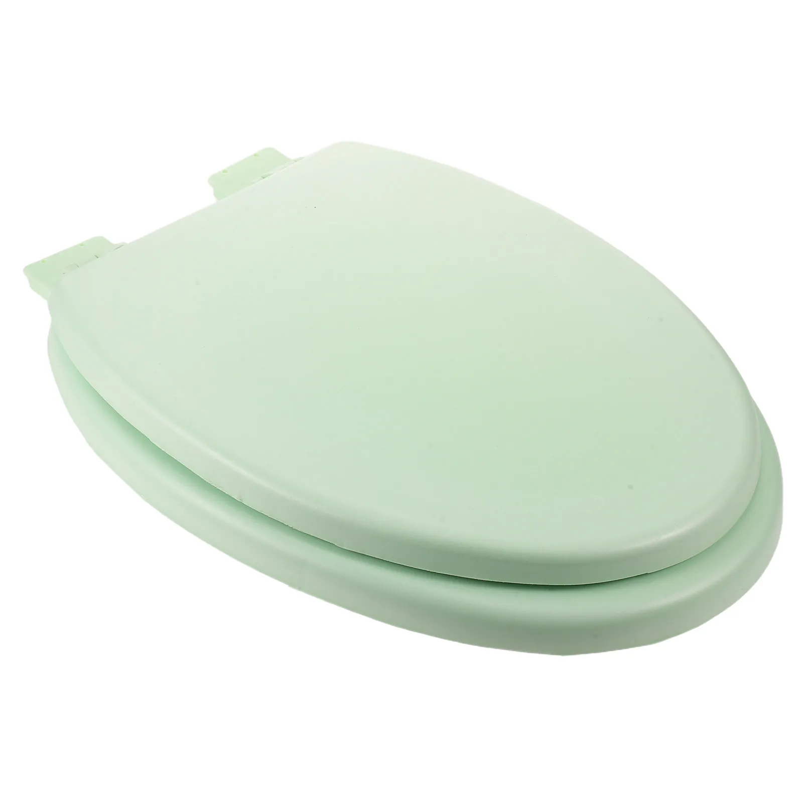 Soft Close Oval Toilet Seat Noise Free Quick Release Hinge Thick Foam Cushion Silent Lid Cover Light Green Bathroom