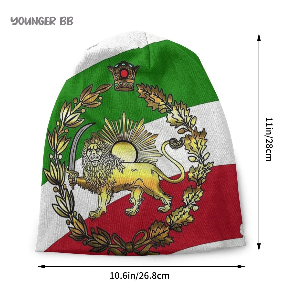 Bonnet Hats Iran flag Men Women\'s Knitting Hat Iran Pahlavi\'s Flag With Lion And Crown  Warm Cap Beanies Thermal Elastic Caps