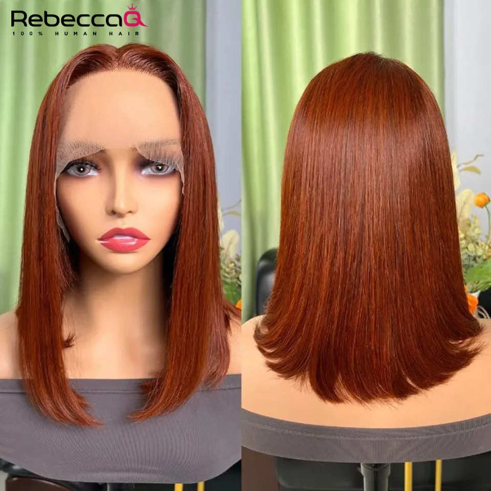

Reddish Brown Bob Wig With Baby Hair Short Bob Straight Human Hair Lace Front Wigs Nature 99j Burgundy Lace Part Wigs For Women