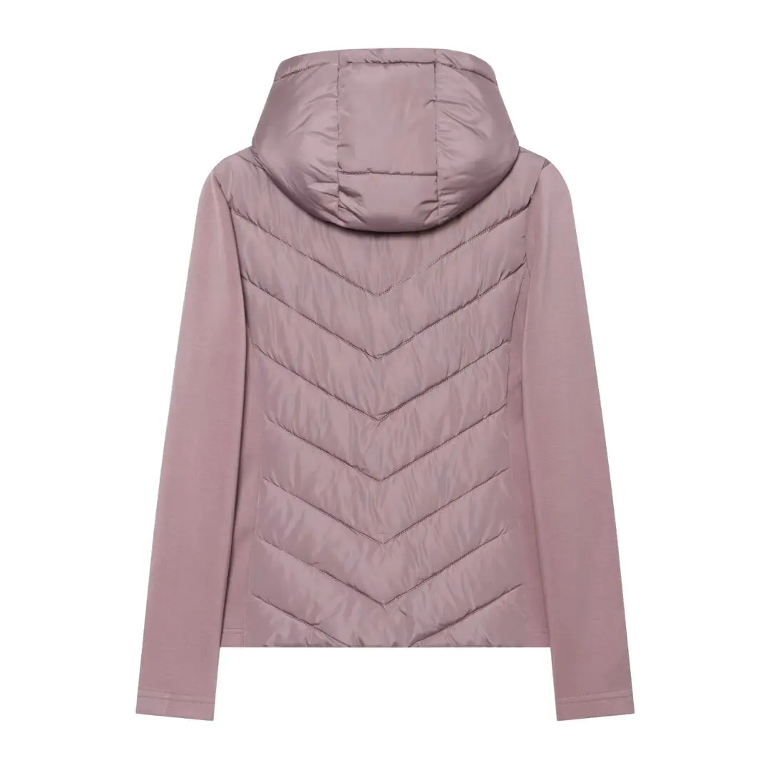 2026 Autumn Winter Women's Elegant Patchwork Hooded Air Cotton Jackets Lady Vintage Purple Warm Slim Sports Parkas Padded Coats