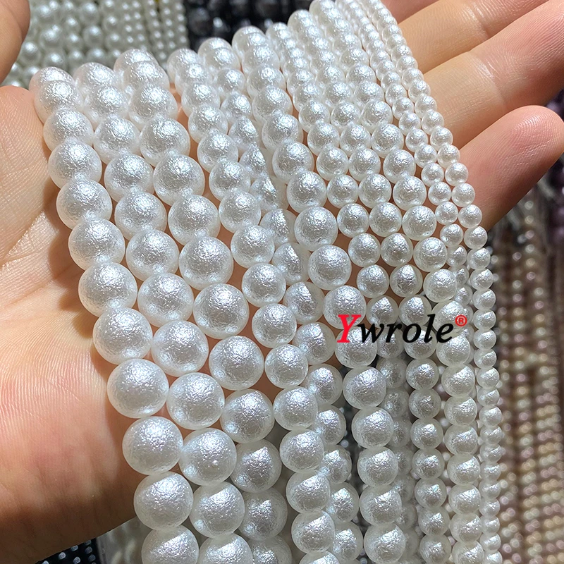 6 8 10MM Japanese Cotton Pearl Pink Loose Round Spacer Beads for Jewelry Making DIY Earrings Bracelet Charms Accessories 15''