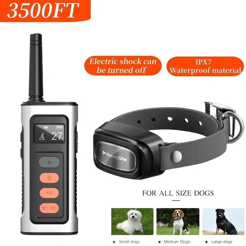 1100m Digital Dog Training Collar Waterproof Rechargeable Remote Control Pet with LCD Display for All Size Shock Vibration Sound