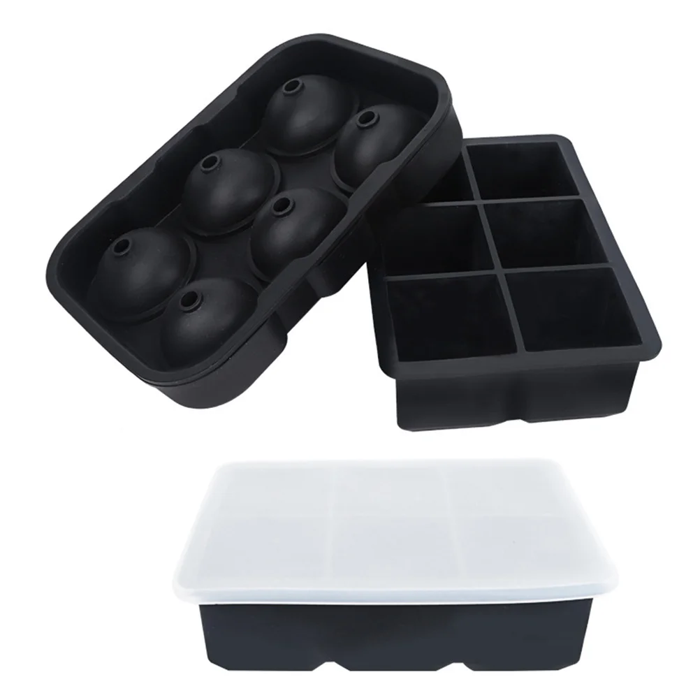 

2Pcs Silicone Ice Cube Tray 6 Compartment Thick Flexible for Home Kitchen Bar Restaurant Ice Making Mold