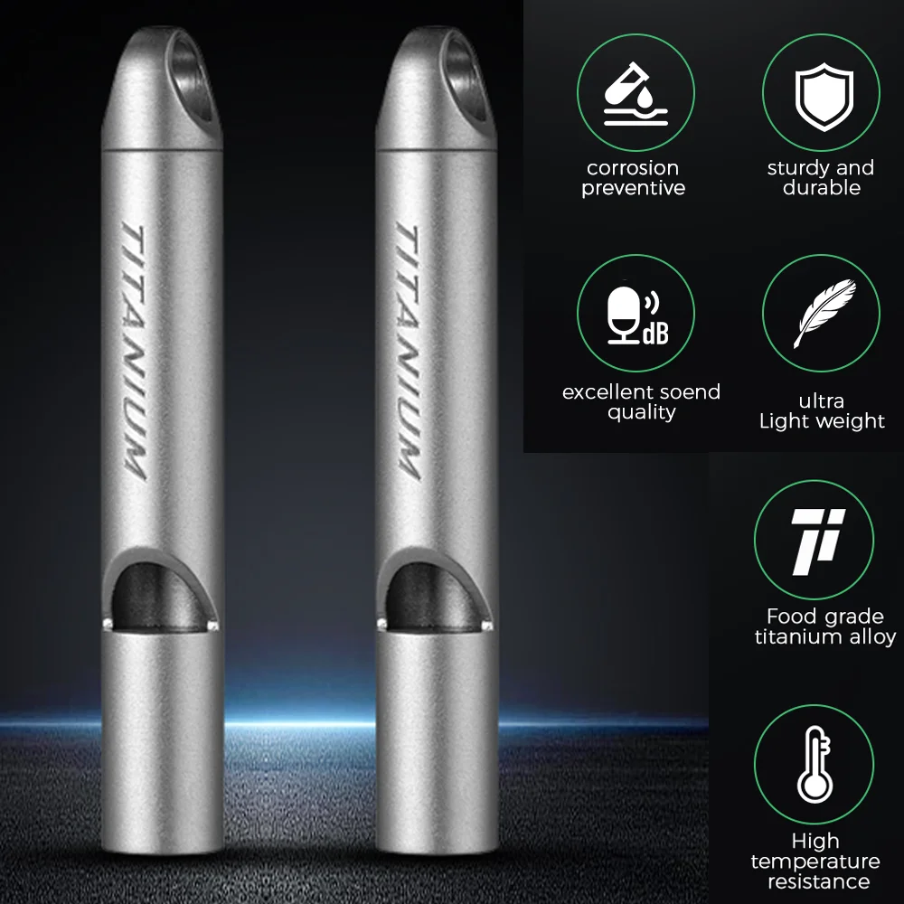 TIMULTI チタン緊急ホイッスル、コーチ、犬の訓練、ハイキング用のサバイバル安全ホイッスル