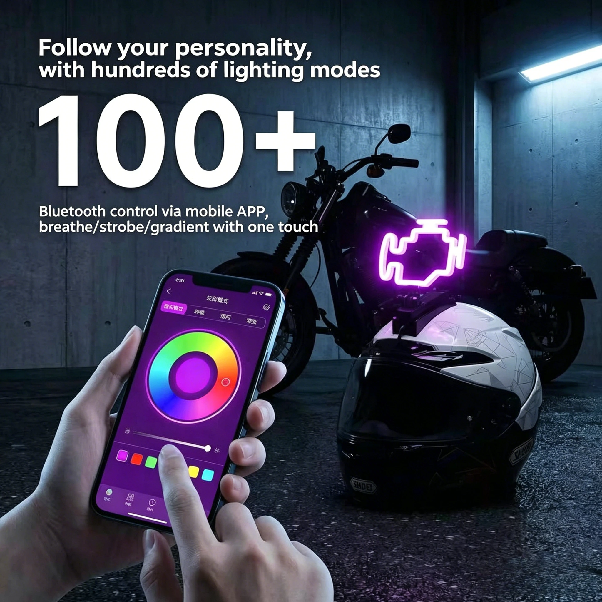 New APP Adjustable Color Universal Helmet Light Decorative Strip Night Riding Decorative Light Ski helmet decoration Accessories